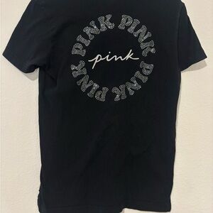 PINK Victoria's Secret Black Tee with Graphic Design